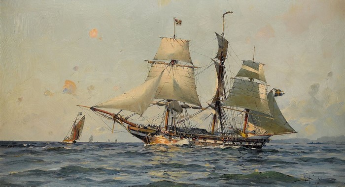 Sailing Ship on the Water by Herman Gustav Sillen