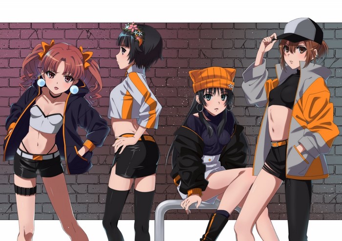 Anime girls from To Aru Kagaku no Railgun in streetwear