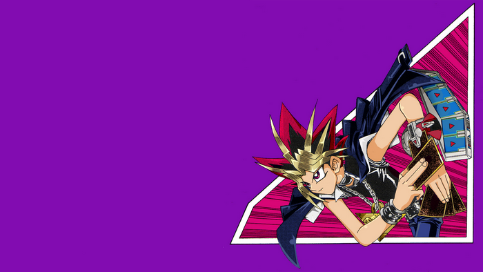 Yami Yugi from Yu-Gi-Oh! holding cards