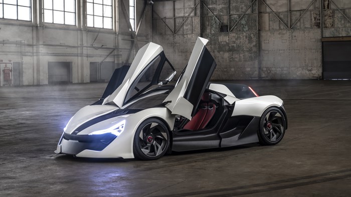Apex AP-0 concept electric supercar with scissor doors