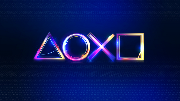 PlayStation symbols on blue background 4K