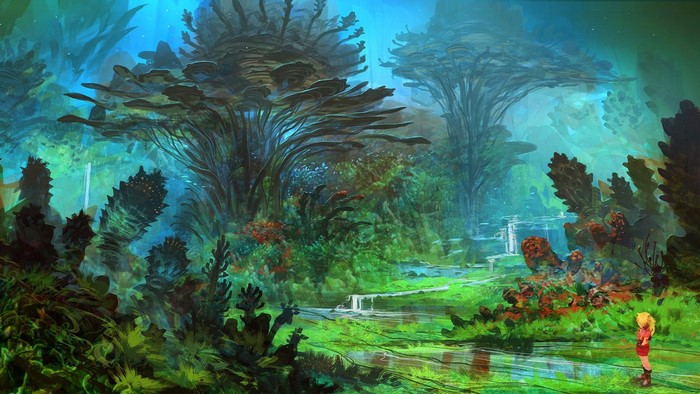 Chrono Cross artwork of a girl in a fantasy forest