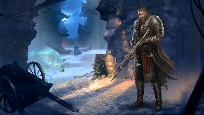 Ifan Ben-Mezd with a spirit wolf in Divinity: Original Sin 2