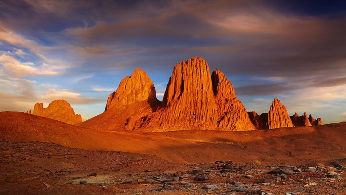 Desert mountains in Algeria at sunset