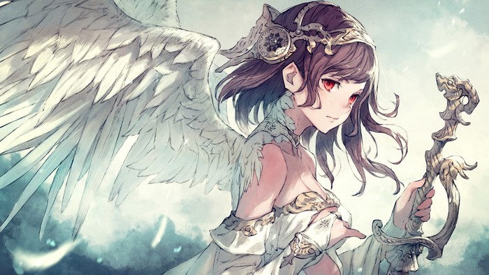 Anime girl with wings and sword