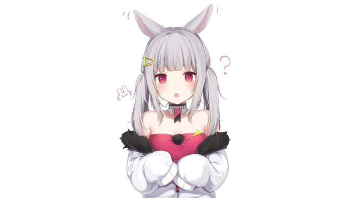 Anime girl with bunny ears and pink eyes