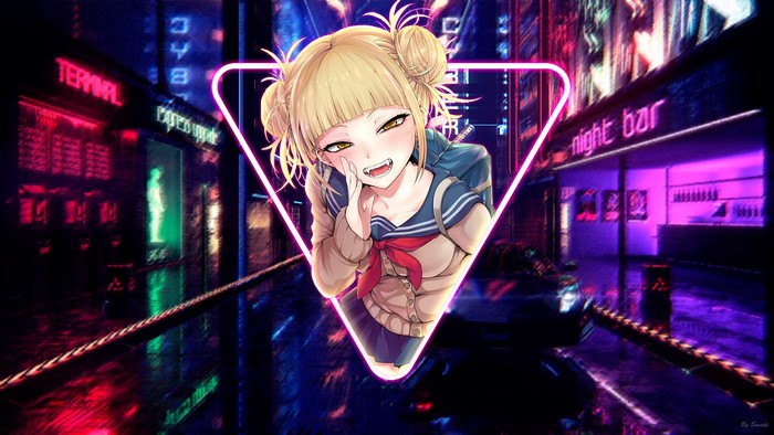 Himiko Toga from Boku no Hero Academia in Neon City