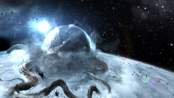 Dead Space 3: Planetoid destruction with tentacles