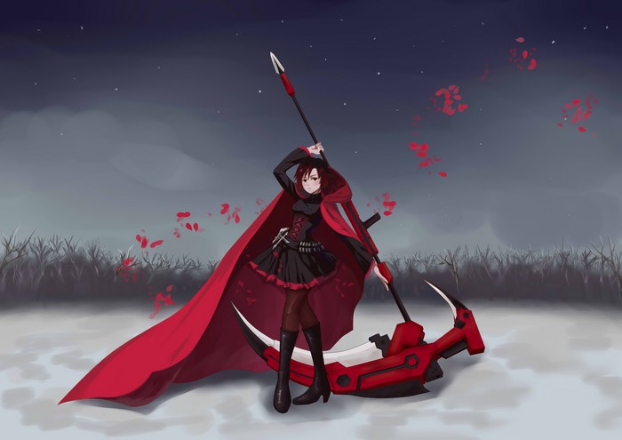 Ruby Rose from RWBY with Crescent Rose scythe