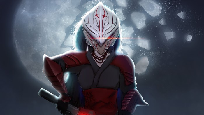 Raven Branwen from RWBY with a mask and sword