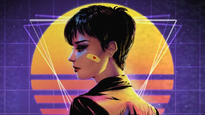 Woman with short hair and band-aid with heart