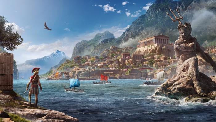 Kassandra from Assassin's Creed Odyssey in ancient Greece