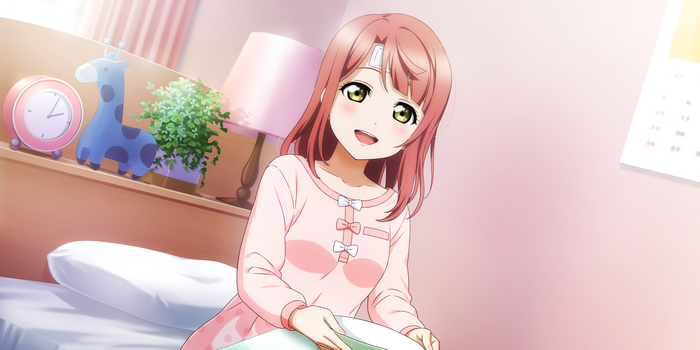 Anime girl with bandage on forehead in bed