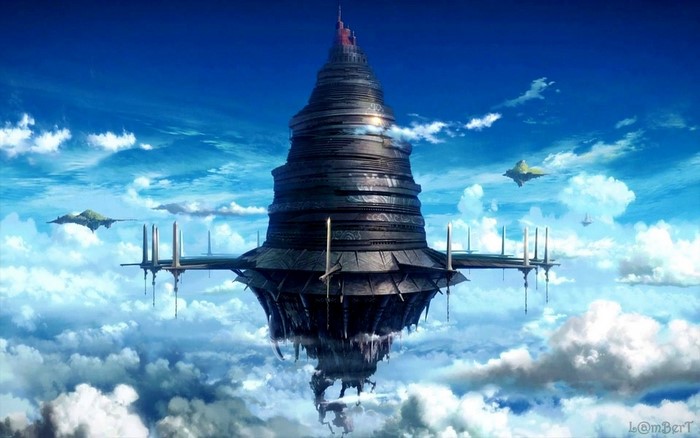 Sword Art Online floating castle in the clouds