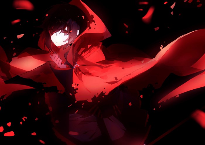 Ruby Rose from RWBY with a red cape