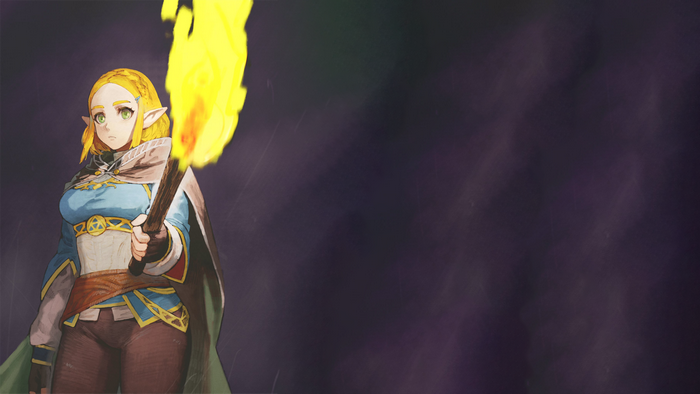 Princess Zelda from The Legend of Zelda holding a torch