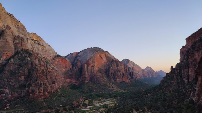 Zion National Park mountains at sunset