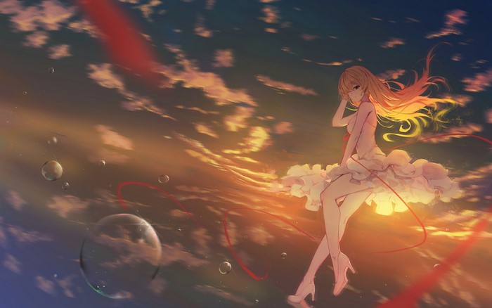 Oshino Shinobu from Monogatari Series in the sky