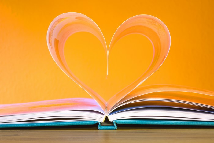 Book pages shaped into a heart