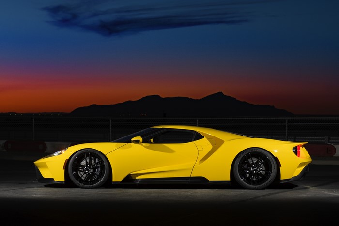 4K side view of a yellow Ford GT Mk II