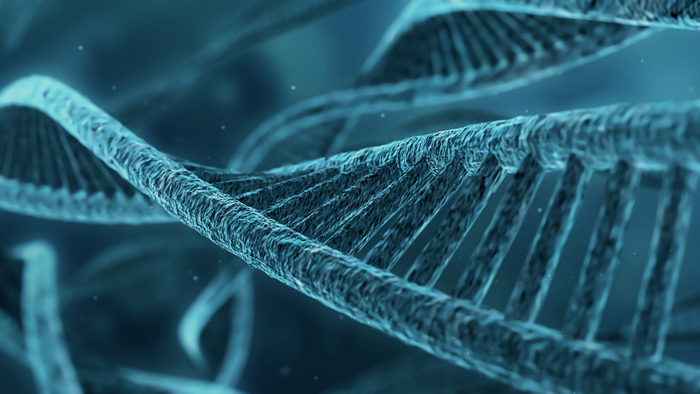 Blue DNA Double Helix Render
