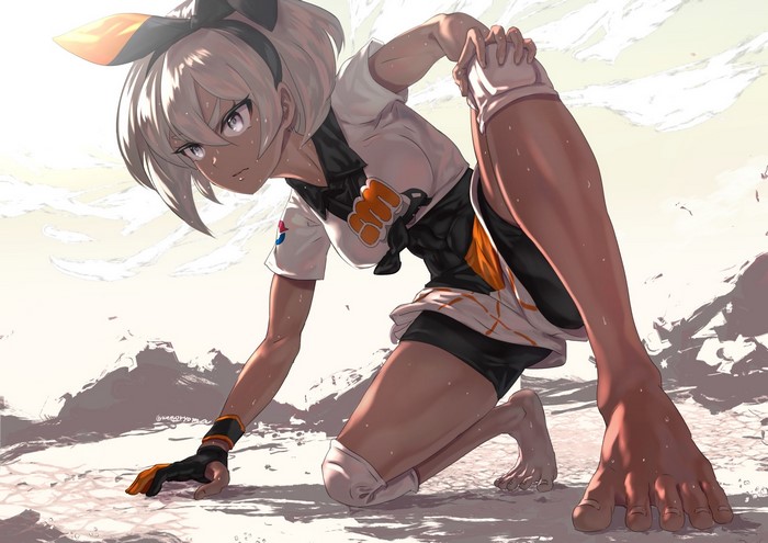Pokémon Character with Dark Skin in Dynamic Pose