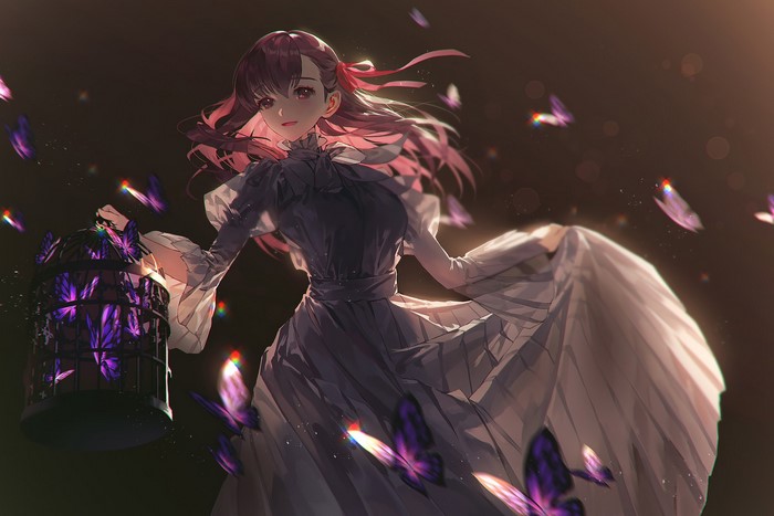 Matou Sakura from Fate/Stay Night with Butterflies