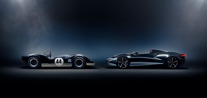 McLaren Elva M1A and modern McLaren Elva race cars