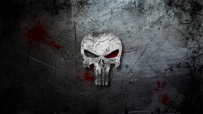 The Punisher Skull Logo with Blood Splatter