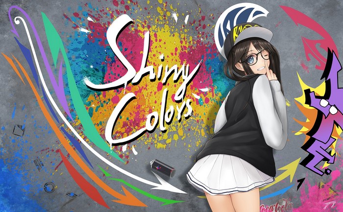 Girl with glasses and skirt in front of graffiti