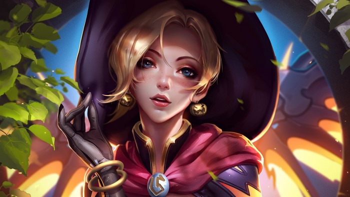 Mercy from Overwatch in witch costume