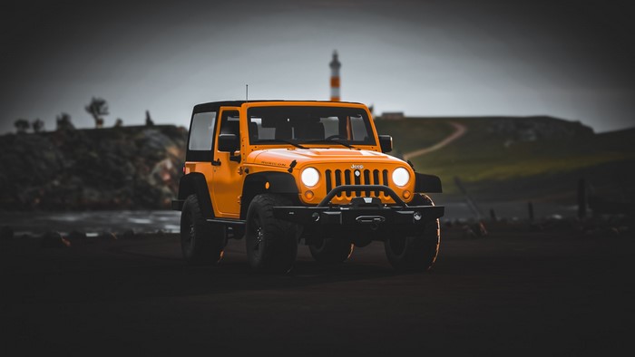 Orange Jeep Wrangler in Forza Horizon 4