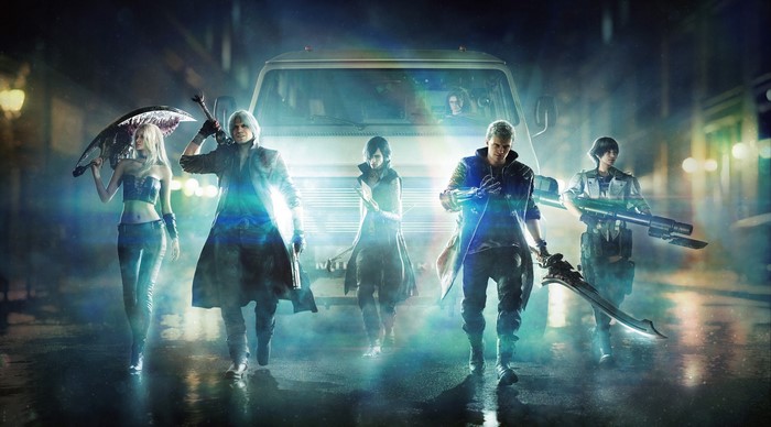 Devil May Cry 5 characters with a van