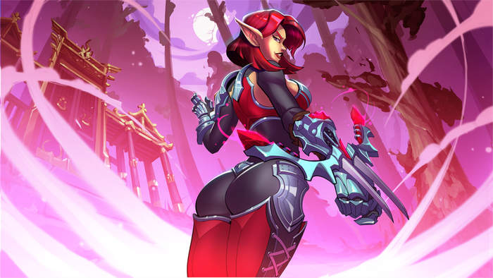 Skye from Paladins with a crossbow