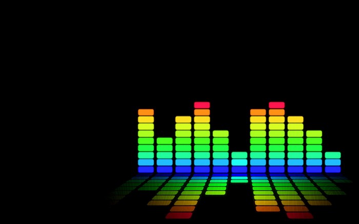 Colorful audio spectrum equalizer on black background