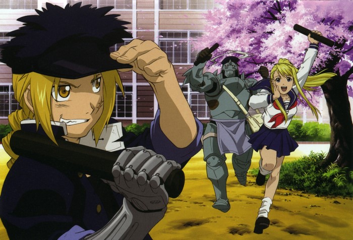 Edward Elric, Alphonse Elric, and Winry Rockbell from Fullmetal Alchemist