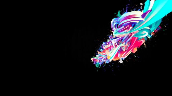 Colorful 3D abstract digital art on black background