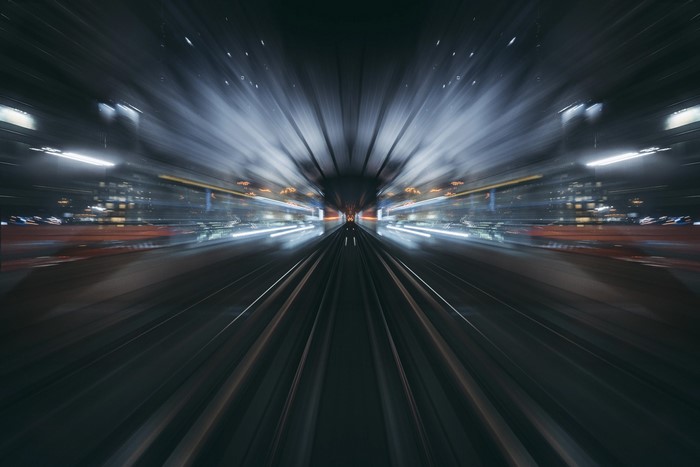 Abstract motion blur of a city at night