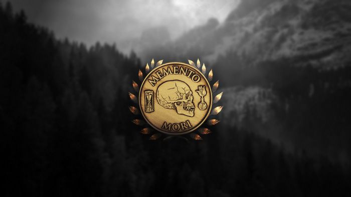 Memento Mori coin with skull and hourglass