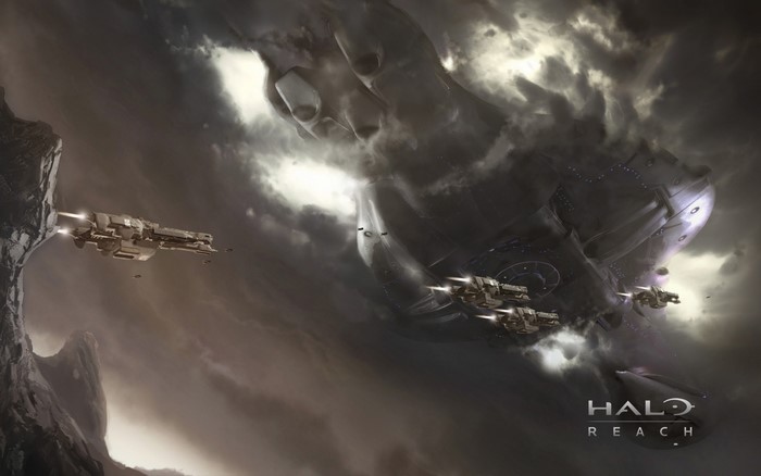 Halo Reach Spaceships in Clouds