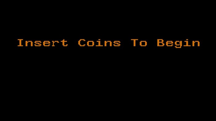 Insert Coins To Begin retro arcade game text