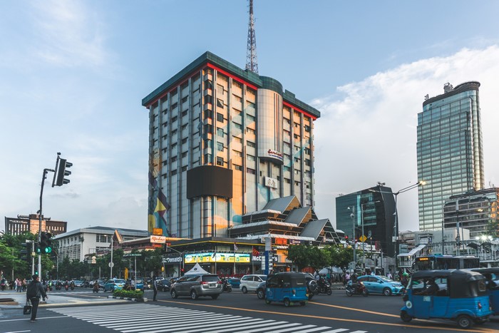 4K Jakarta traffic skyline at sunset