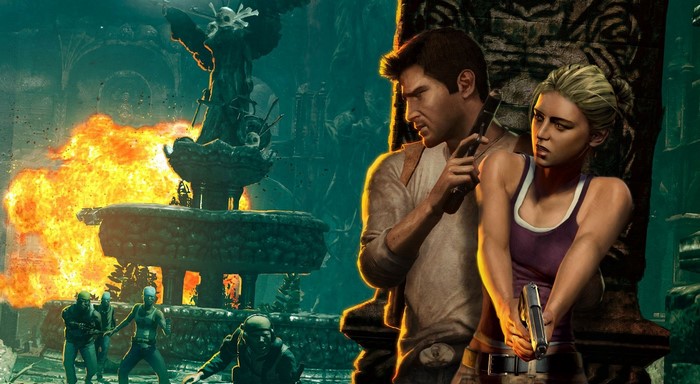 Nathan Drake and Elena Fisher in Uncharted