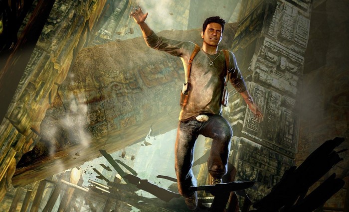 Nathan Drake from Uncharted in ancient ruins