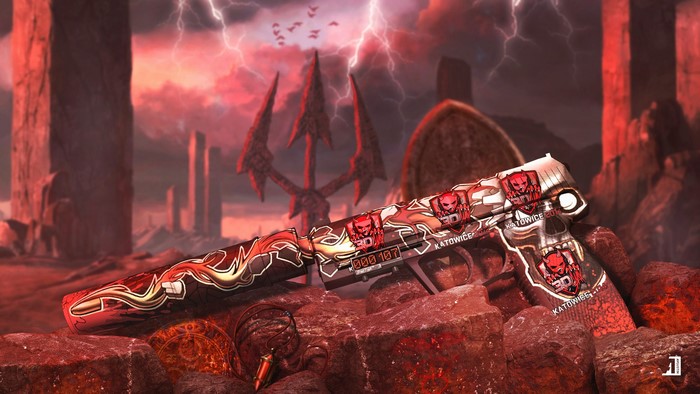 Counter-Strike: Global Offensive USP pistol with skull design