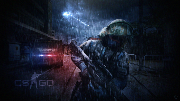 Counter-Strike: Global Offensive character in the rain