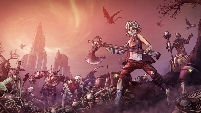 Tiny Tina from Borderlands 2 with monsters