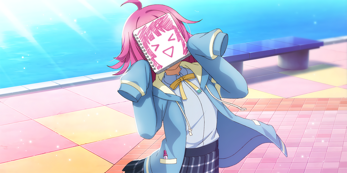 Rina Tennoji from Love Live! Sunshine holding a drawing