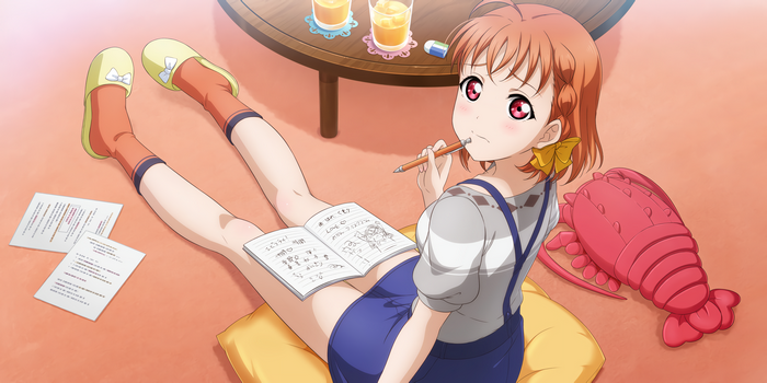 Takami Chika from Love Live! Sunshine!! studying
