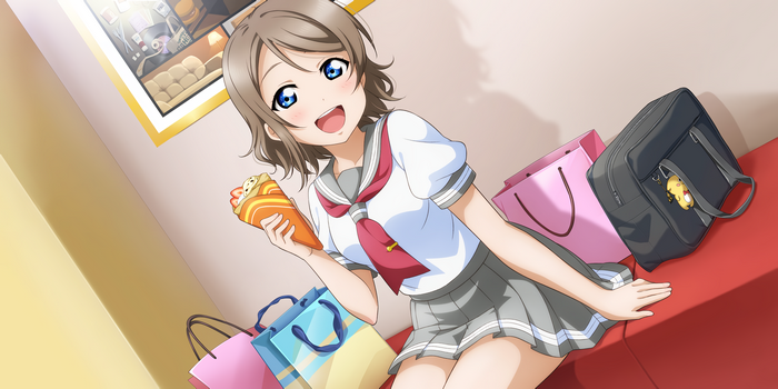 You Watanabe from Love Live! Sunshine holding a crepe